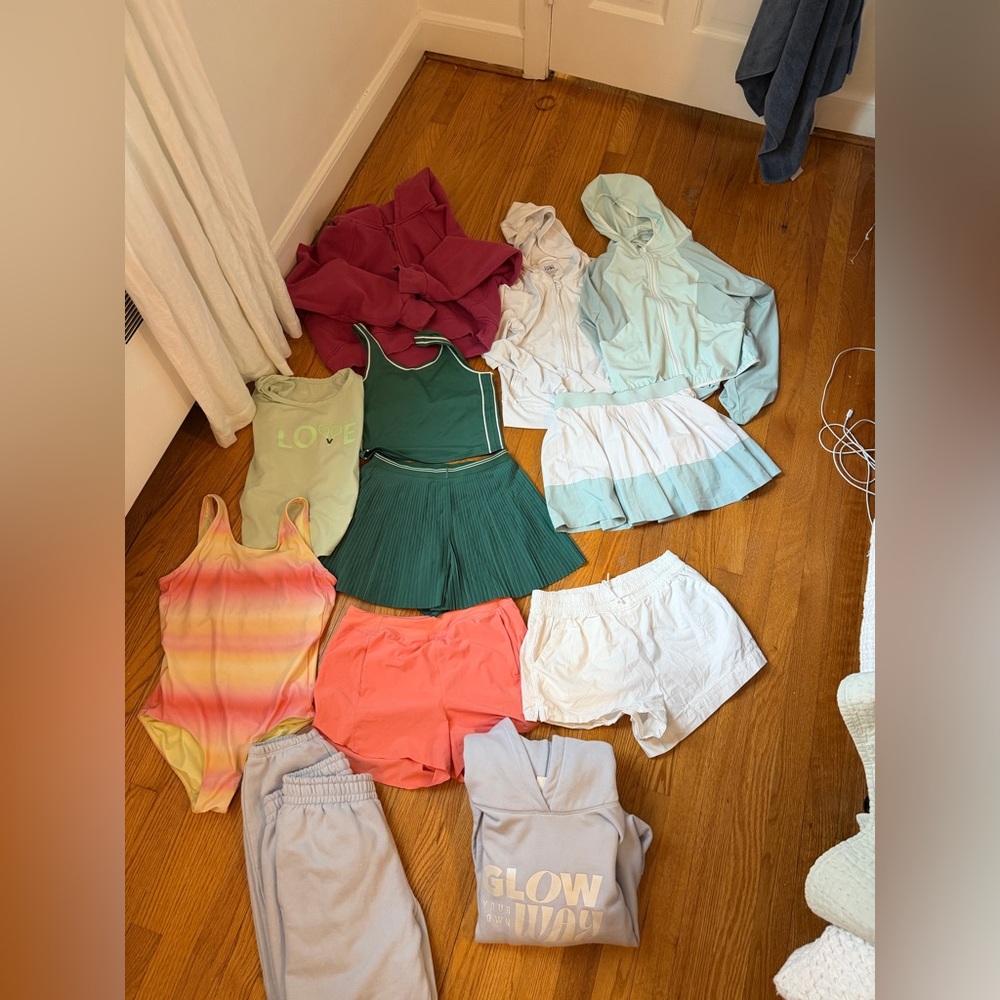 Athleta Girl Lot of 12 Shorts Tops skirt sweatshirt bathing suit EUC XL